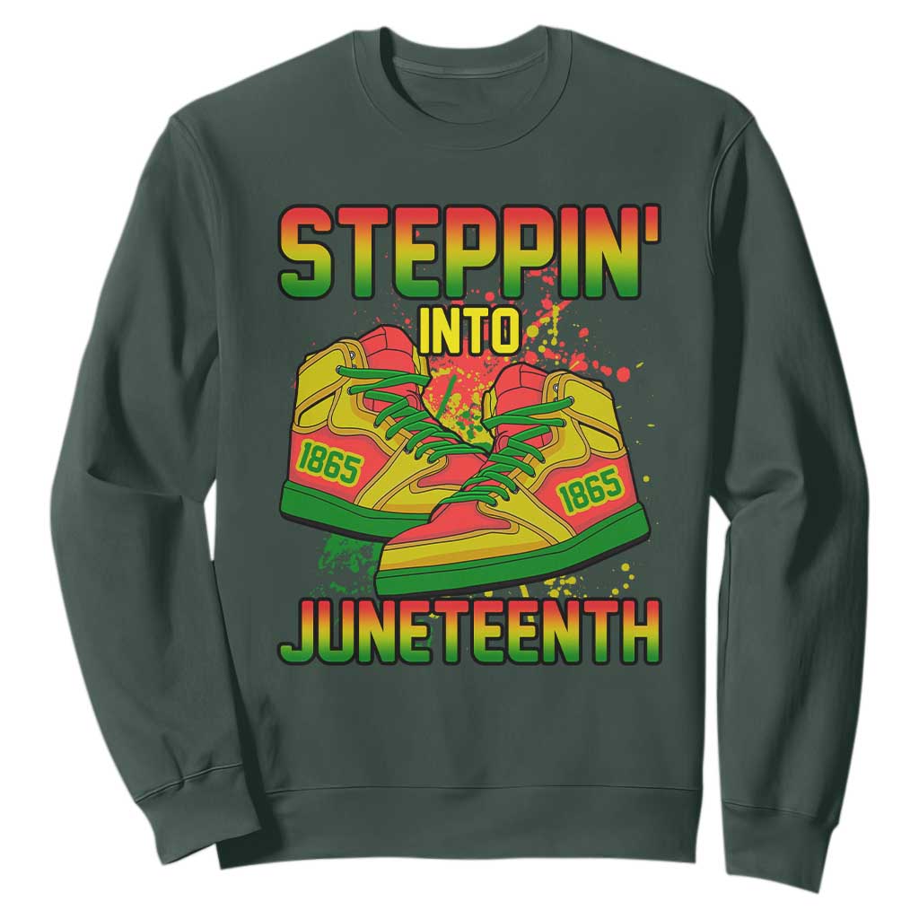 Steppin' Into Juneteenth 1865 Sweatshirt African American History Pride TS02 Dark Forest Green Print Your Wear