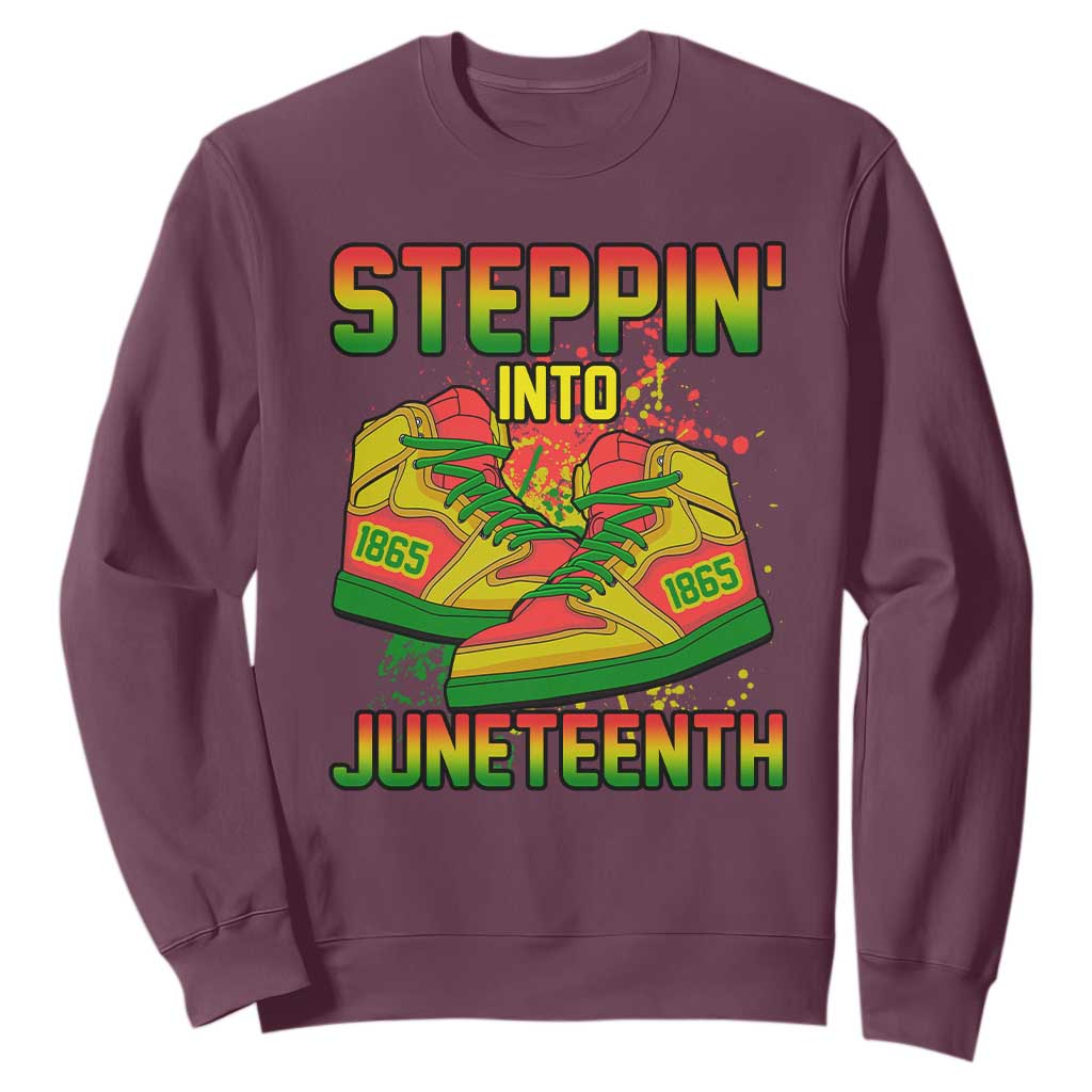 Steppin' Into Juneteenth 1865 Sweatshirt African American History Pride TS02 Maroon Print Your Wear