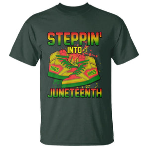 Steppin' Into Juneteenth 1865 T Shirt African American History Pride TS02 Dark Forest Green Print Your Wear