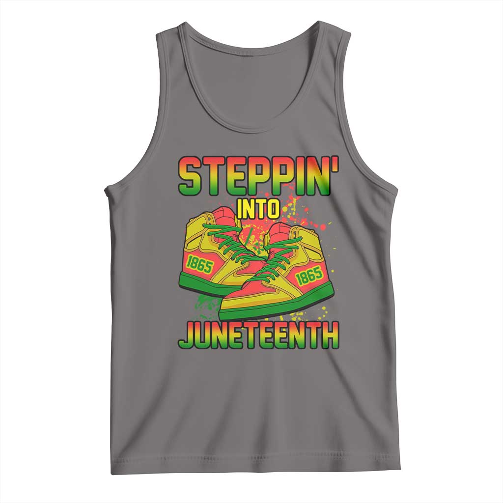 Steppin' Into Juneteenth 1865 Tank Top Freedom Day African American Pride TS02 Deep Heather Print Your Wear