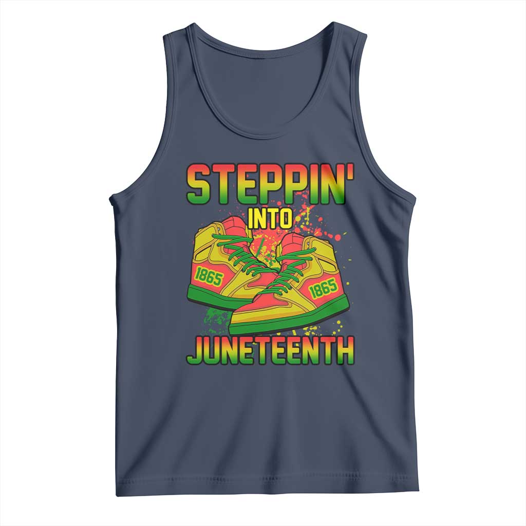 Steppin' Into Juneteenth 1865 Tank Top Freedom Day African American Pride TS02 Navy Print Your Wear
