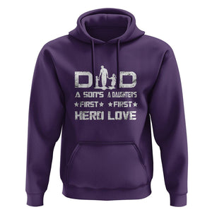 Dad Of Two Hoodie A Son's First Hero A Daughter's First Love Father's Day TS02 Purple Print Your Wear