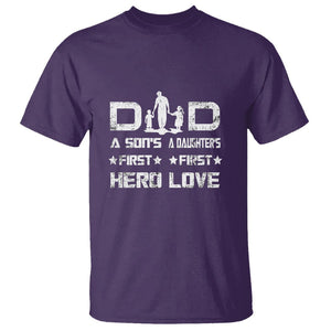 Dad Of Two T Shirt A Son's First Hero A Daughter's First Love Father's Day TS02 Purple Print Your Wear