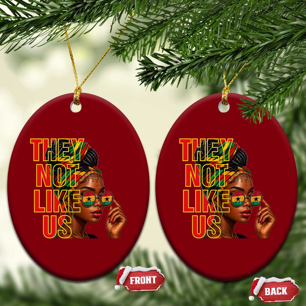 They Not Like Us Afro Queen Ceramic Ornament Melanin Magic Woman witth Headwrap and Sunglasses TS02 Print Your Wear