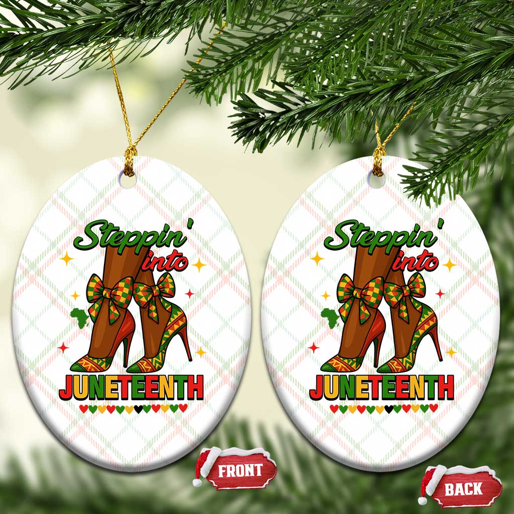 Stepping Into Juneteenth Ceramic Ornament Afro Diva High with African Pride TS02 Print Your Wear