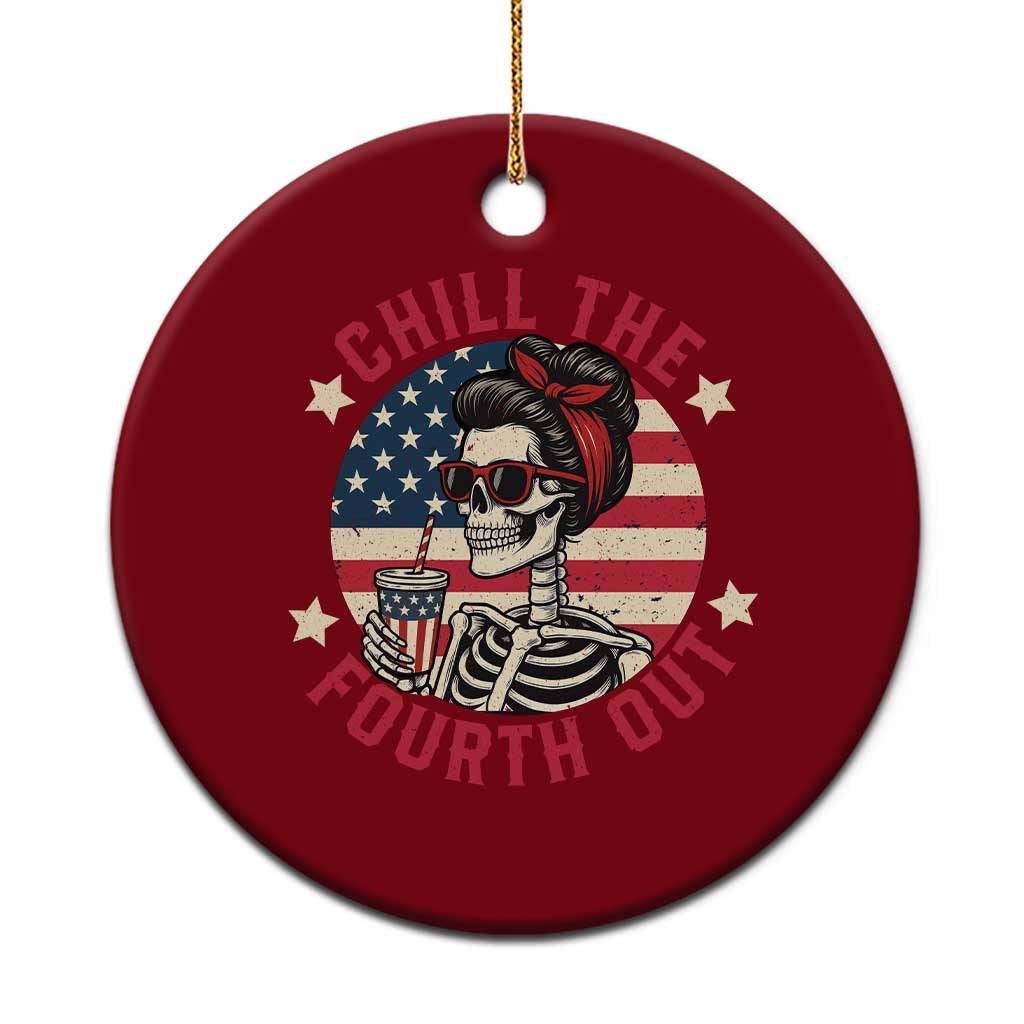 Retro Skeleton 4th of July Ceramic Ornament Chill The Fourth Out Funny Patriotic American Flag TS02 1pc Red Print Your Wear