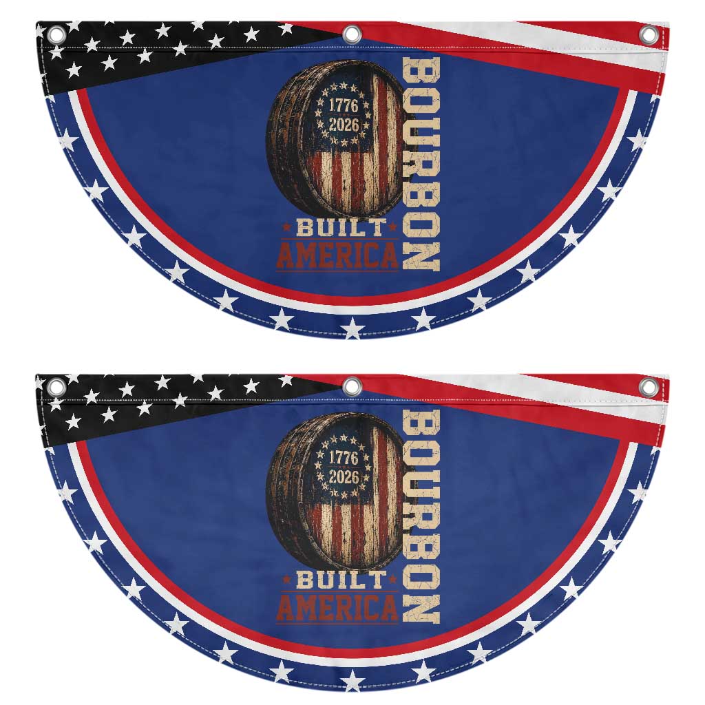 Bourbon Built America Vintage Distressed Graphic Patriotic Fan Flag American Flag Whiskey Barrel 1776 to 2026 Semiquincentennial TS02 2pcs pack Classic Navy Print Your Wear