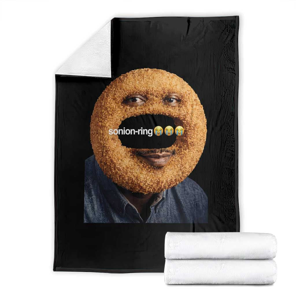 Funny Sonion Ring Cursed Meme Graphic Throw Blanket Surreal Deep Fried Onion Ring Joke TS02 Black Print Your Wear