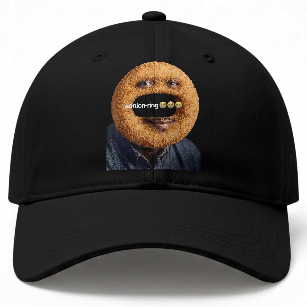 Funny Sonion Ring Cursed Meme Graphic Baseball Cap Surreal Deep Fried Onion Ring Joke TS02 Print Your Wear