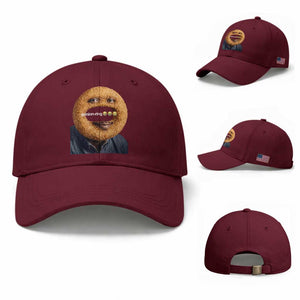 Funny Sonion Ring Cursed Meme Graphic Baseball Cap Surreal Deep Fried Onion Ring Joke TS02 Baseball Cap Universal Fit Maroon Print Your Wear