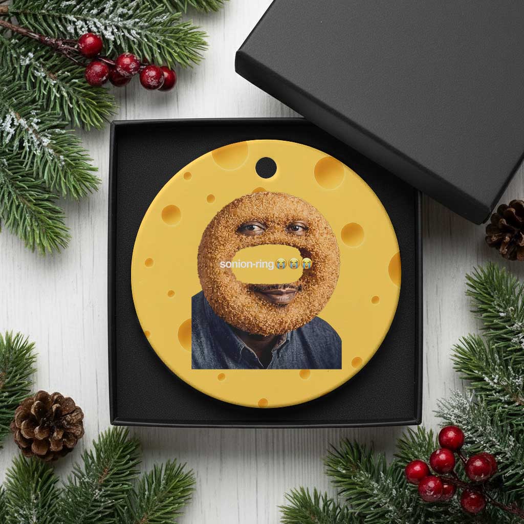 Funny Sonion Ring Cursed Meme Graphic Ceramic Ornament Surreal Deep Fried Onion Ring Joke TS02 1pc Yellow Cheese Print Your Wear