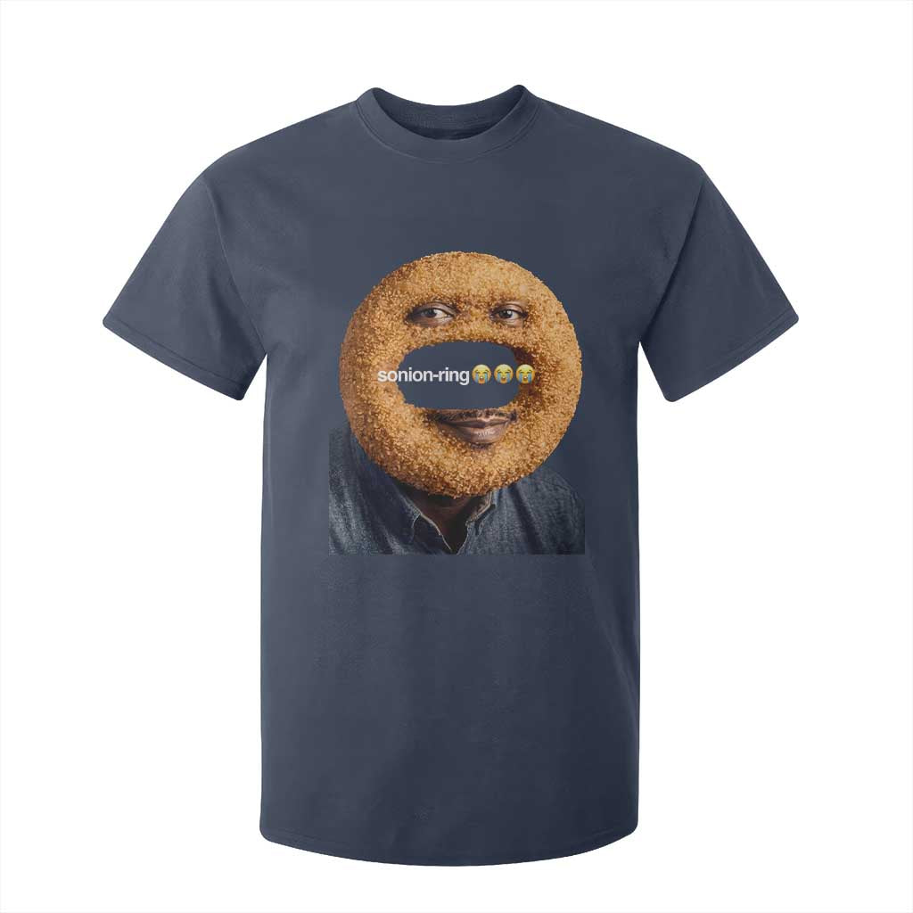 Funny Sonion Ring Cursed Meme Graphic T Shirt For Kid Surreal Deep Fried Onion Ring Joke TS02 Navy Print Your Wear