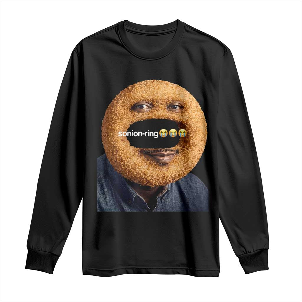 Funny Sonion Ring Cursed Meme Graphic Long Sleeve Shirt Surreal Deep Fried Onion Ring Joke TS02 Black Print Your Wear