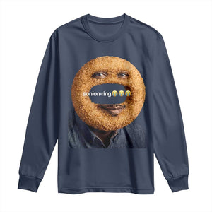 Funny Sonion Ring Cursed Meme Graphic Long Sleeve Shirt Surreal Deep Fried Onion Ring Joke TS02 Navy Print Your Wear