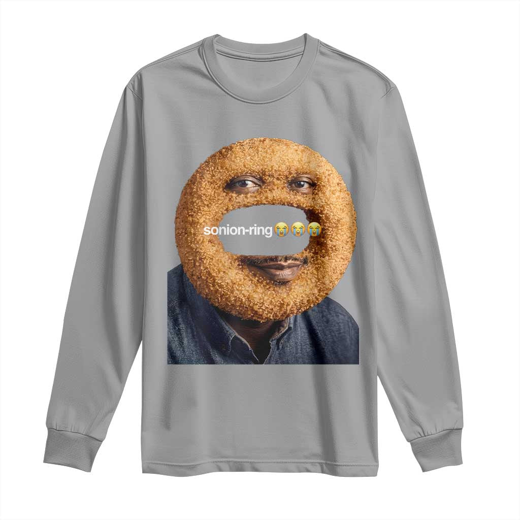 Funny Sonion Ring Cursed Meme Graphic Long Sleeve Shirt Surreal Deep Fried Onion Ring Joke TS02 Sport Gray Print Your Wear