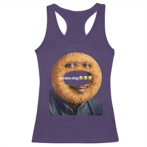 Funny Sonion Ring Cursed Meme Graphic Racerback Tank Top Surreal Deep Fried Onion Ring Joke TS02 Purple Print Your Wear