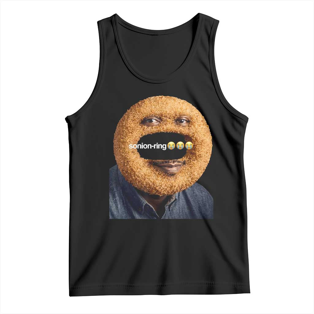 Funny Sonion Ring Cursed Meme Graphic Tank Top Surreal Deep Fried Onion Ring Joke TS02 Black Print Your Wear