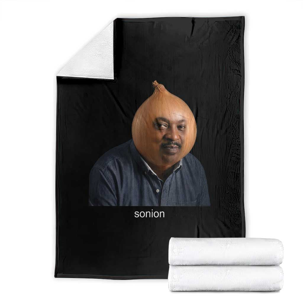 Viral Sonion Surreal Meme Throw Blanket Funny Crying Onion Man Aesthetic Joke TS02 Black Print Your Wear