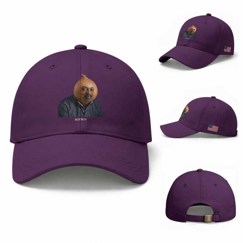 Viral Sonion Surreal Meme Baseball Cap Funny Crying Onion Man Aesthetic Joke TS02 Baseball Cap Universal Fit Purple Print Your Wear
