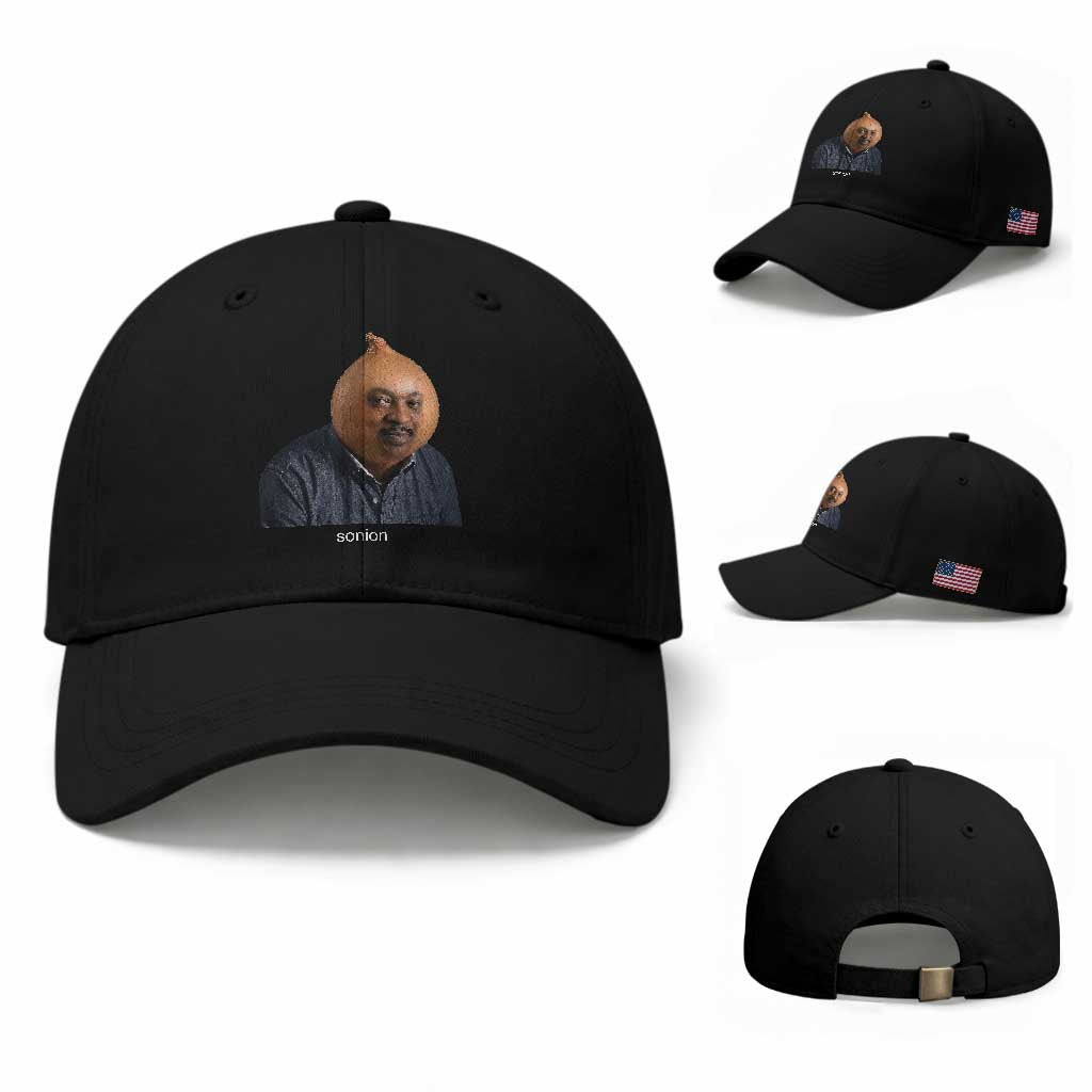 Viral Sonion Surreal Meme Baseball Cap Funny Crying Onion Man Aesthetic Joke TS02 Baseball Cap Universal Fit Black Print Your Wear