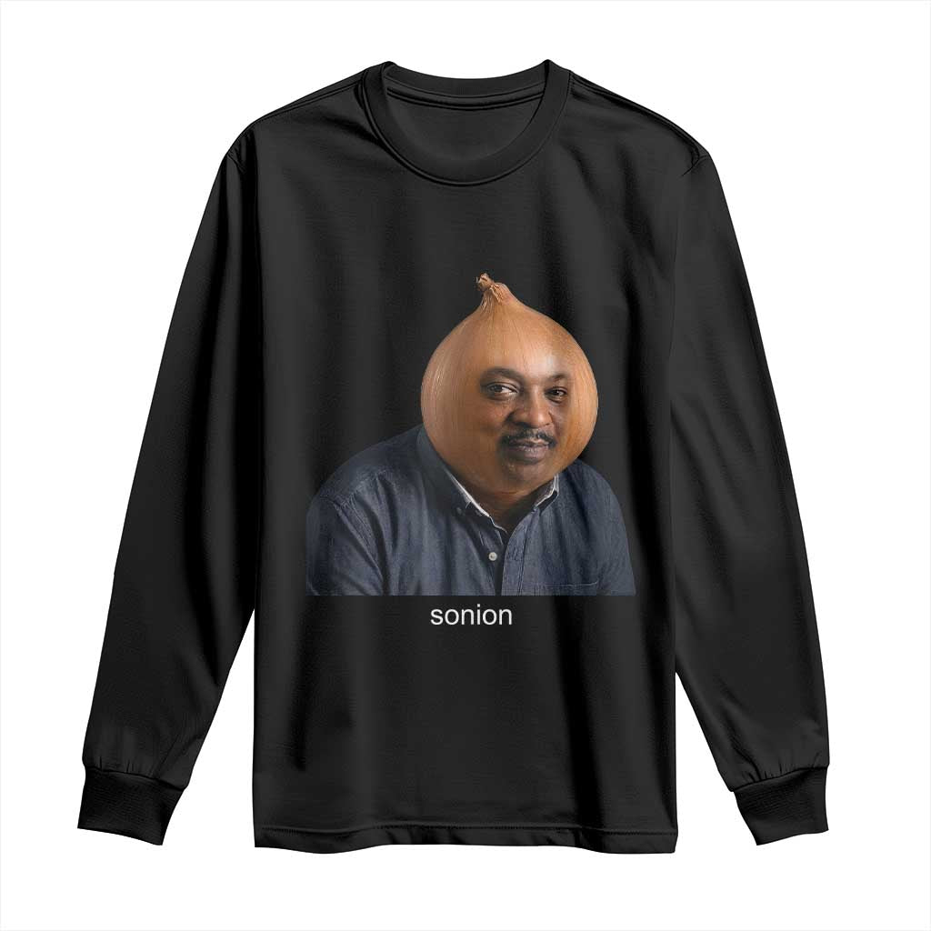 Viral Sonion Surreal Meme Long Sleeve Shirt Funny Crying Onion Man Aesthetic Joke TS02 Black Print Your Wear