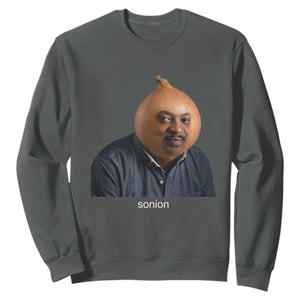 Viral Sonion Surreal Meme Sweatshirt Funny Crying Onion Man Aesthetic Joke TS02 Dark Heather Print Your Wear