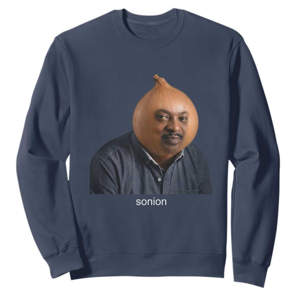 Viral Sonion Surreal Meme Sweatshirt Funny Crying Onion Man Aesthetic Joke TS02 Navy Print Your Wear
