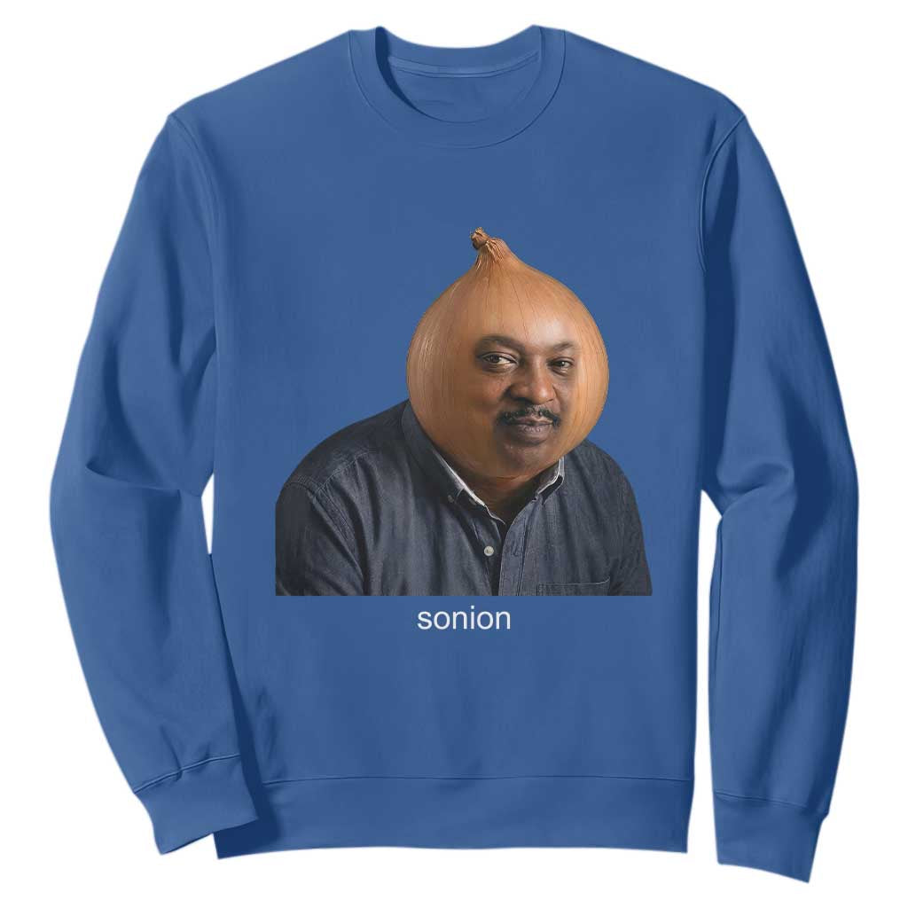 Viral Sonion Surreal Meme Sweatshirt Funny Crying Onion Man Aesthetic Joke TS02 Royal Blue Print Your Wear
