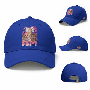 Eepy Sleepy Cats Y2K Bootleg Meme Graphic Baseball Cap Funny Internet Culture Humor TS02 Baseball Cap Universal Fit Royal Blue Print Your Wear