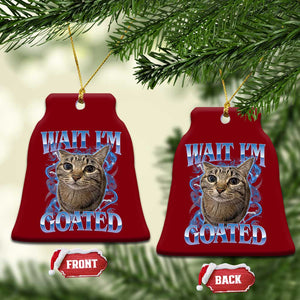 Funny Cat Blue Flame Y2K Bootleg Meme Graphic Ceramic Ornament Wait Im Goated Retro Internet Culture Humor TS02 Print Your Wear