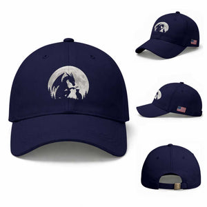Dragon Boop Cat Full Moon Graphic Baseball Cap Cute Fantasy Animal RPG Gamers TS02 Baseball Cap Universal Fit Dark Blue Print Your Wear