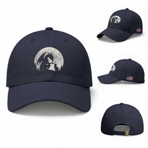 Dragon Boop Cat Full Moon Graphic Baseball Cap Cute Fantasy Animal RPG Gamers TS02 Baseball Cap Universal Fit Navy Print Your Wear