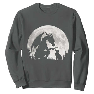 Dragon Boop Cat Full Moon Graphic Sweatshirt Cute Fantasy Animal RPG Gamers TS02 Dark Heather Print Your Wear
