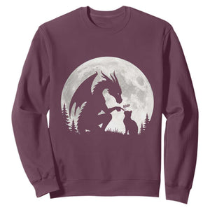 Dragon Boop Cat Full Moon Graphic Sweatshirt Cute Fantasy Animal RPG Gamers TS02 Maroon Print Your Wear