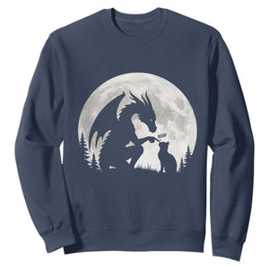 Dragon Boop Cat Full Moon Graphic Sweatshirt Cute Fantasy Animal RPG Gamers TS02 Navy Print Your Wear