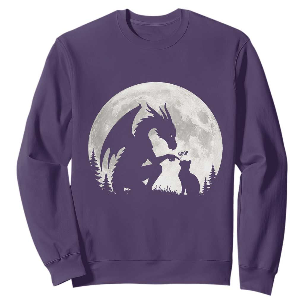 Dragon Boop Cat Full Moon Graphic Sweatshirt Cute Fantasy Animal RPG Gamers TS02 Purple Print Your Wear