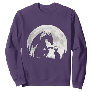 Dragon Boop Cat Full Moon Graphic Sweatshirt Cute Fantasy Animal RPG Gamers TS02 Purple Print Your Wear