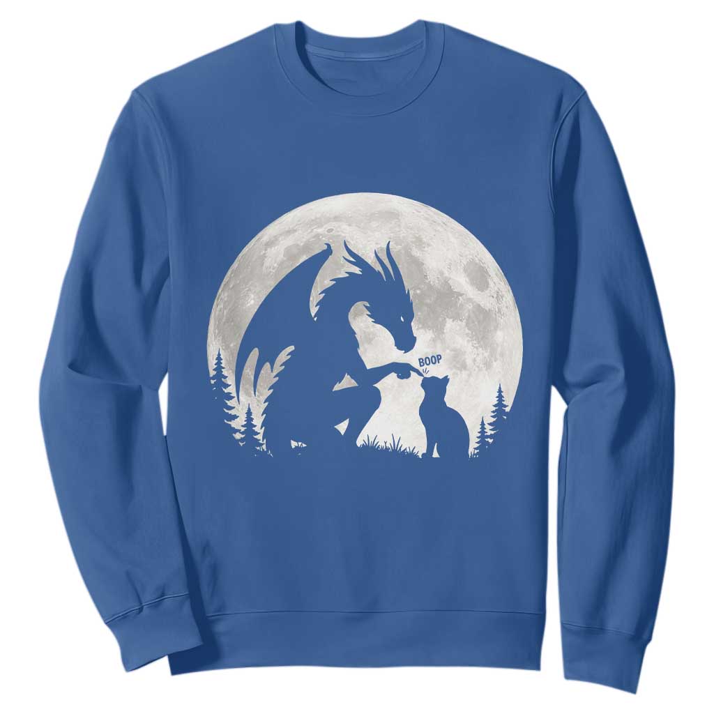 Dragon Boop Cat Full Moon Graphic Sweatshirt Cute Fantasy Animal RPG Gamers TS02 Royal Blue Print Your Wear