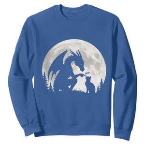 Dragon Boop Cat Full Moon Graphic Sweatshirt Cute Fantasy Animal RPG Gamers TS02 Royal Blue Print Your Wear