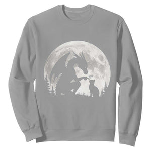 Dragon Boop Cat Full Moon Graphic Sweatshirt Cute Fantasy Animal RPG Gamers TS02 Sport Gray Print Your Wear
