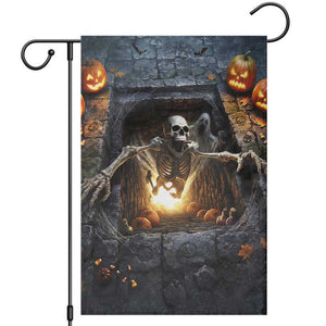 Screaming Skeleton Dungeon Pit 3D Halloween Optical Illusion Garden Flag Spooky Glowing Pumpkin Graphic