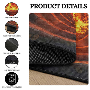 Screaming Skeleton from Fiery Pit 3D Halloween Optical Illusion Round Rug Spooky Gothic Horror Graphic