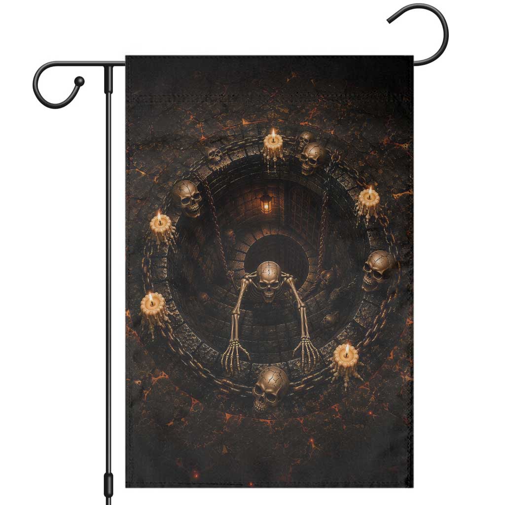 Spooky Halloween Skeleton Dungeon Pit 3D Optical Illusion Garden Flag Candles Gothic Horror Graphic