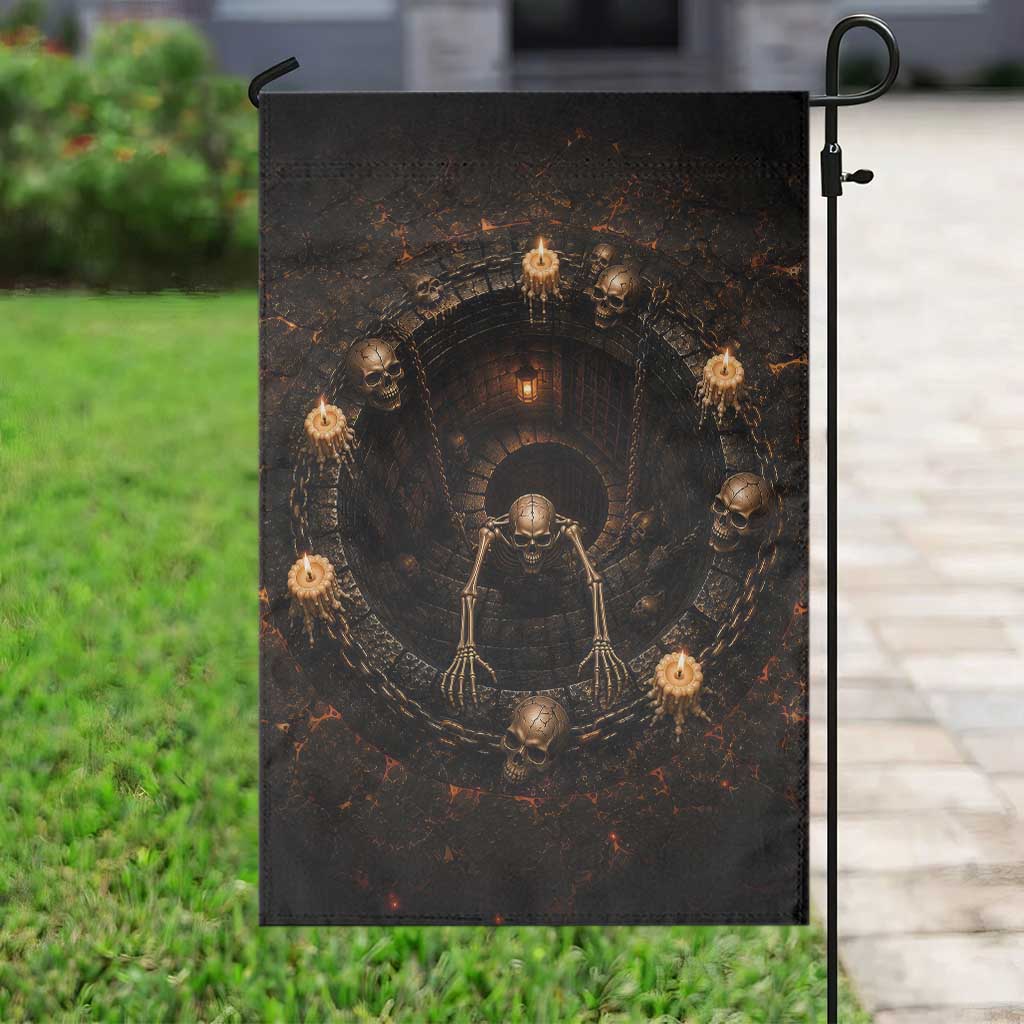 Spooky Halloween Skeleton Dungeon Pit 3D Optical Illusion Garden Flag Candles Gothic Horror Graphic