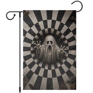 Spooky Screaming Ghost 3D Halloween Optical Illusion Garden Flag Boo Sheet Checkerboard Vortex Graphic