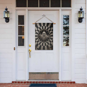 Spooky Screaming Ghost 3D Halloween Optical Illusion Garden Flag Boo Sheet Checkerboard Vortex Graphic
