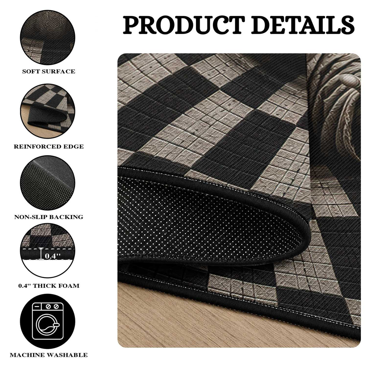 Spooky Screaming Ghost 3D Halloween Optical Illusion Round Rug Boo Sheet Checkerboard Vortex Graphic