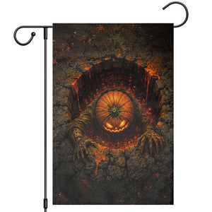 Spooky Pumpkin Monster Crawling Out 3D Halloween Optical Illusion Garden Flag Lava Pit Horror Graphic