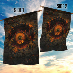 Spooky Pumpkin Monster Crawling Out 3D Halloween Optical Illusion Garden Flag Lava Pit Horror Graphic