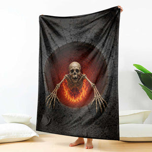 Spooky Fiery Skeleton Crawling Out 3D Optical Illusion Throw Blanket Pit Gothic Horror Halloween Graphic
